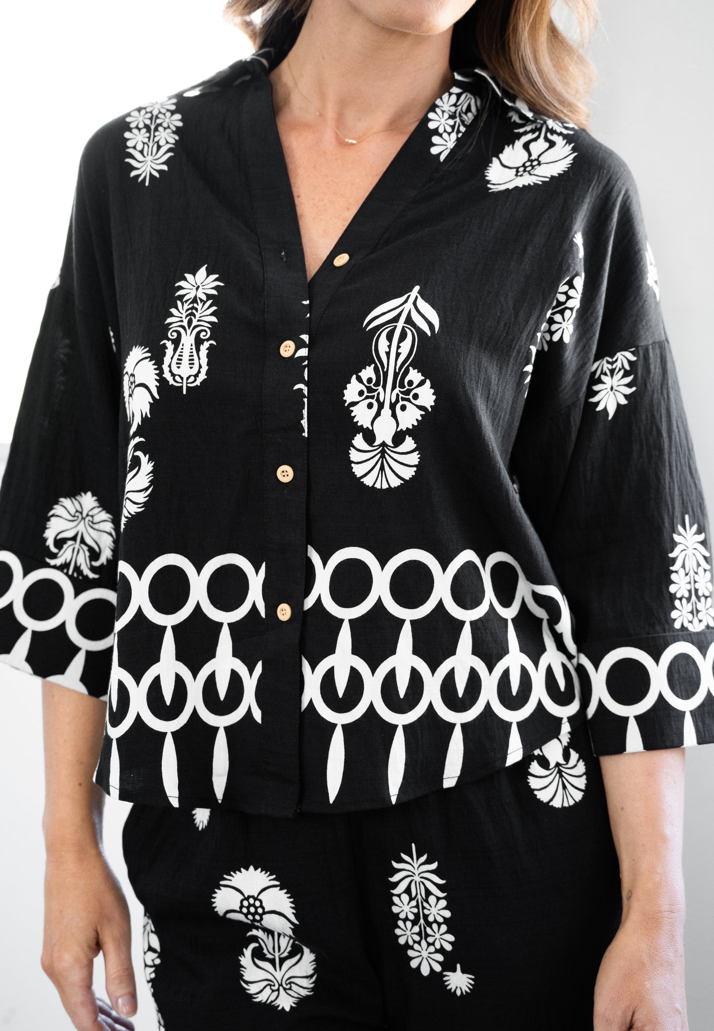 Matching Flower Print Set - Black