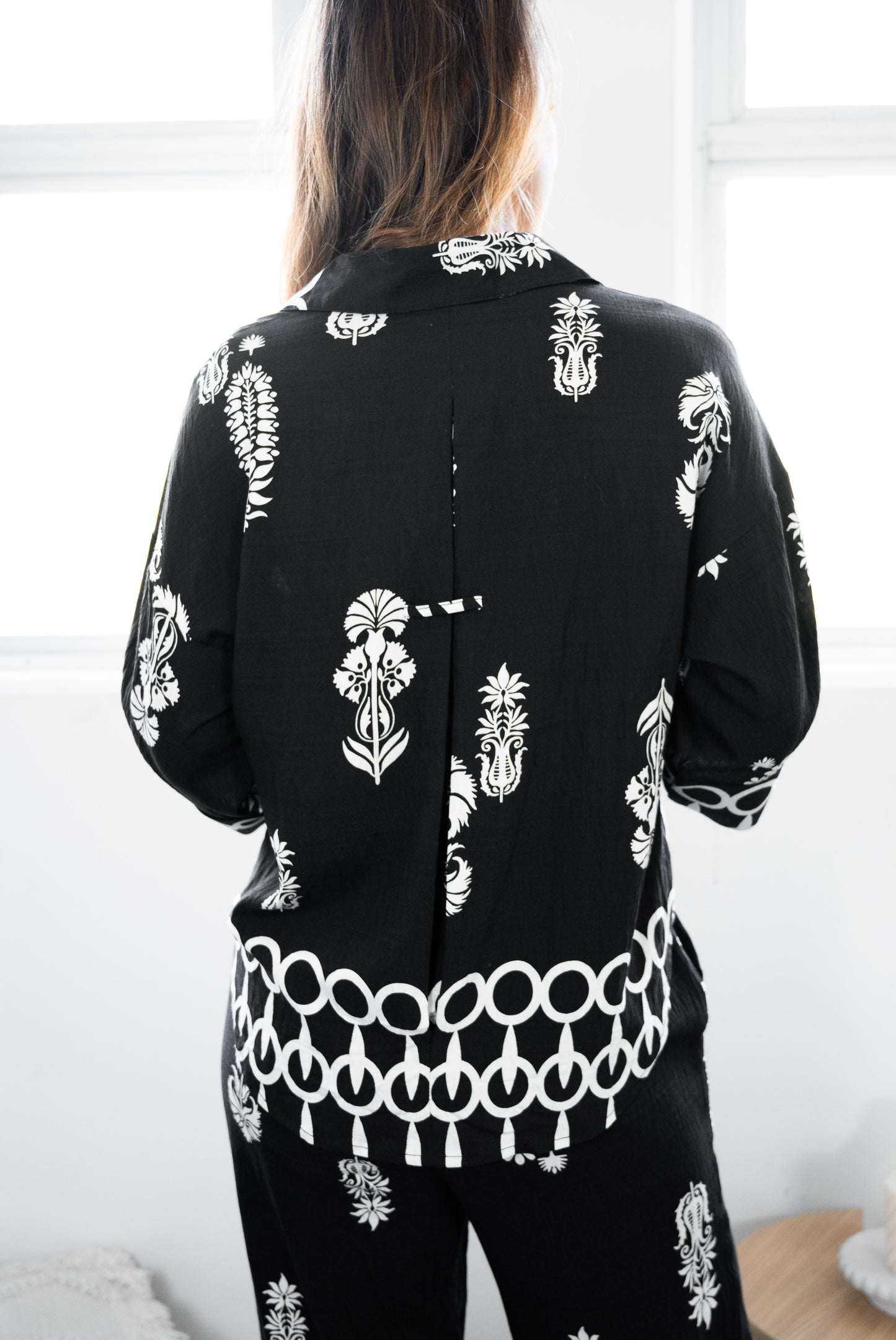 Matching Flower Print Set - Black