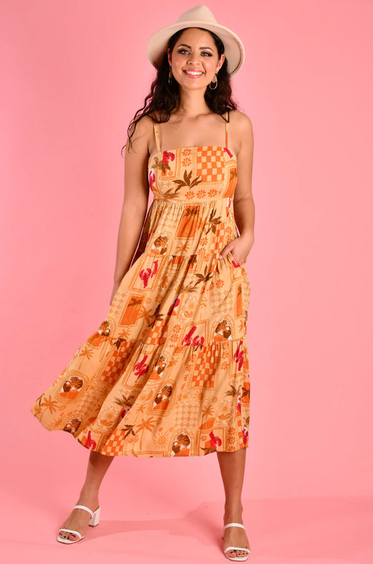ELLIE MIDI DRESS - LAGUNA BEACH SAND